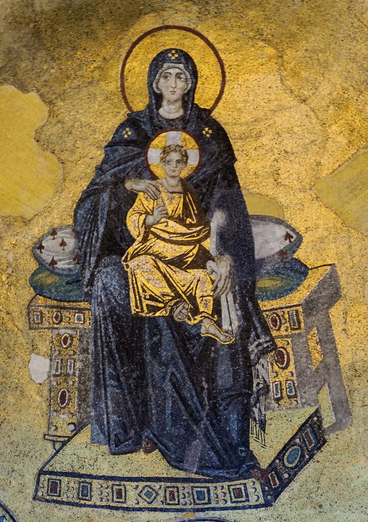 Apse mosaic Hagia Sophia Virgin and Child in Sultanahmet, Istanbul