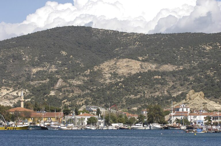 Foça Fatih mosque from sea 6396 in Foca, Turkey