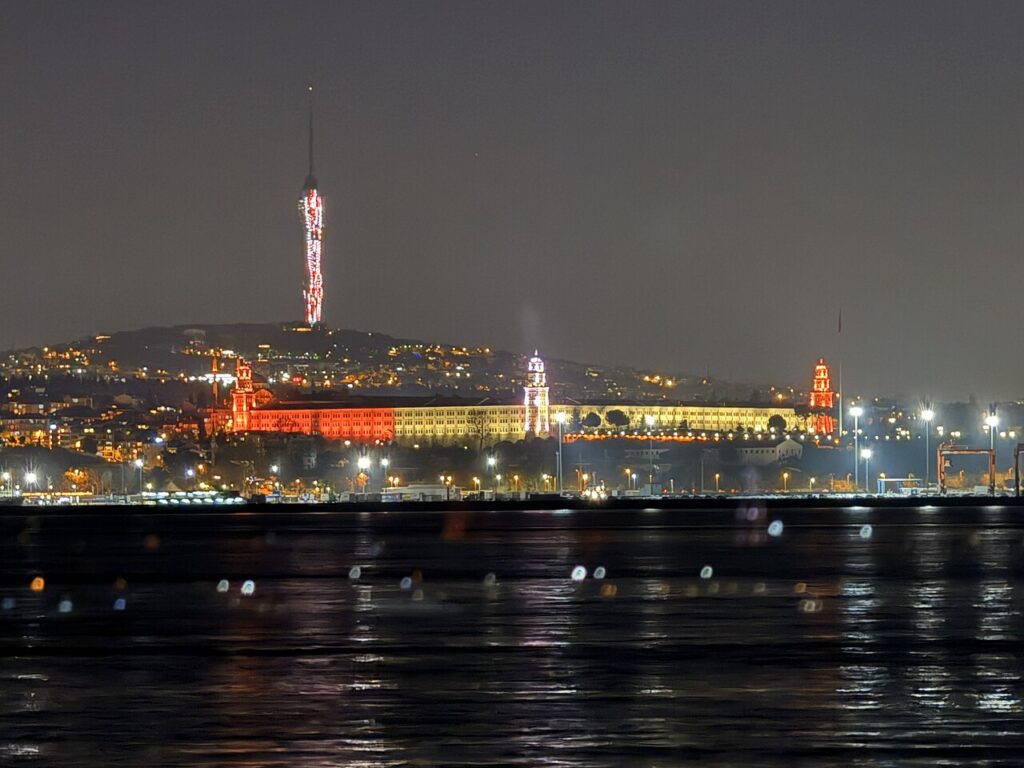 Istanbul-skyline-night-reflection in Bebek, Istanbul