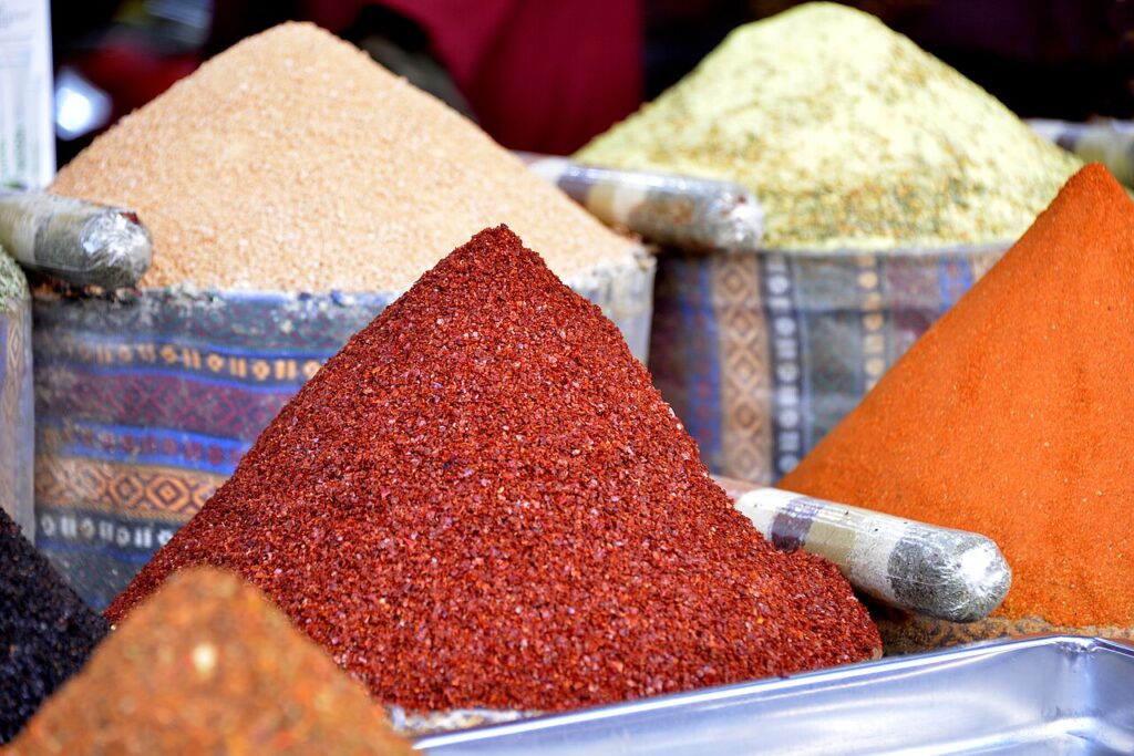 Spices on Spice Bazaar in Istanbul 02 in Sultanahmet, Istanbul