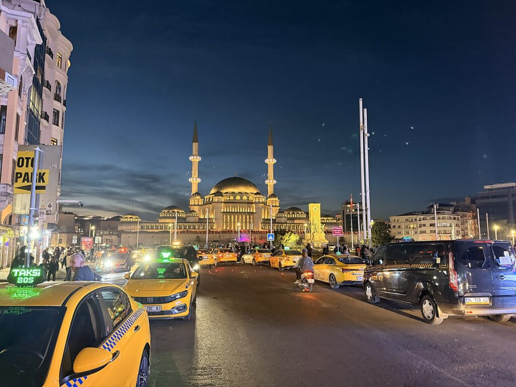 Taksim-Mosque-and-square-at-night-Istanbul in Cihangir, Istanbul