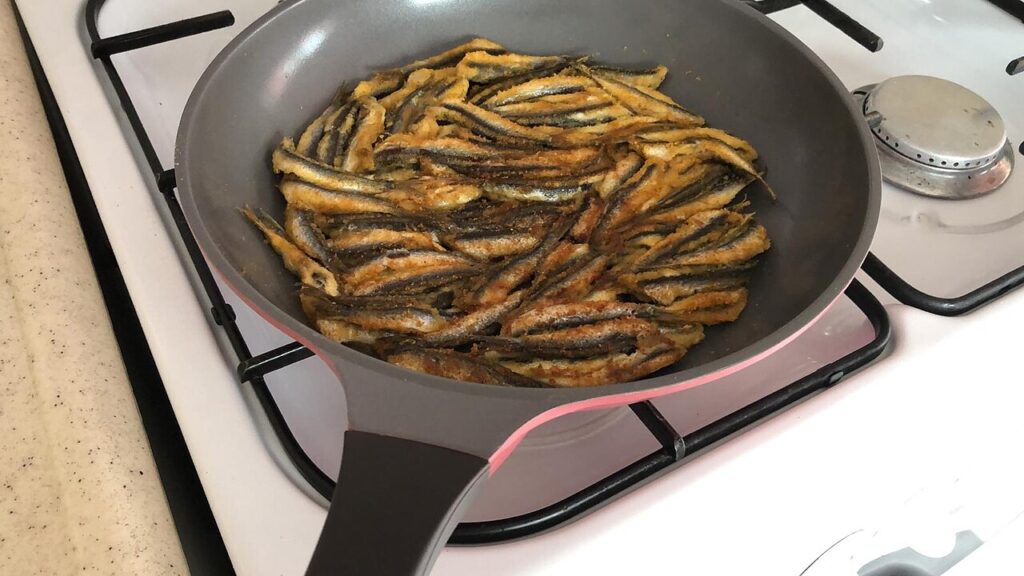Traditional fried anchovies from the Black Sea region in Turkey in Uzungol, Turkey